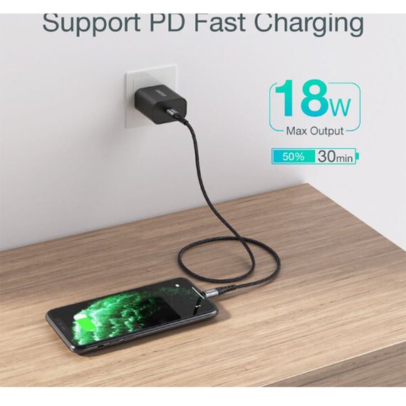 Кабель Choetech Nylon Braided Cable MFi USB-C to Lightning 1.2 м (IP0039), темно-серый