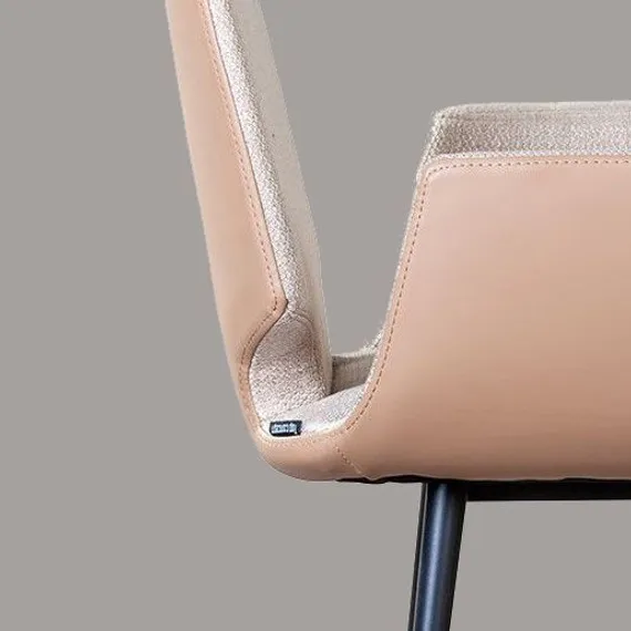 Стул с подлокотниками Adam бежевая рогожка и экокожа