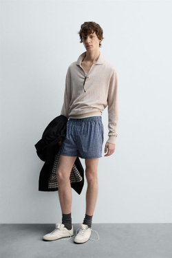 ZARA ТРУСЫ-БОКСЕРЫ ИЗ ПОПЛИНА В КЛЕТКУ - LIMITED EDITION, РАЗНОЦВЕТНЫЙ