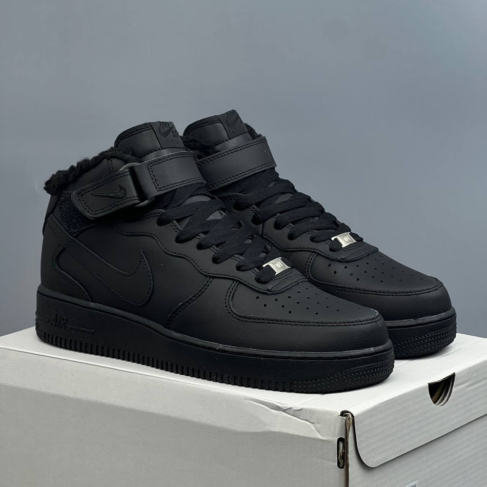 Кроссовки Nike Air Force 1 с мехом #454 (черн.)