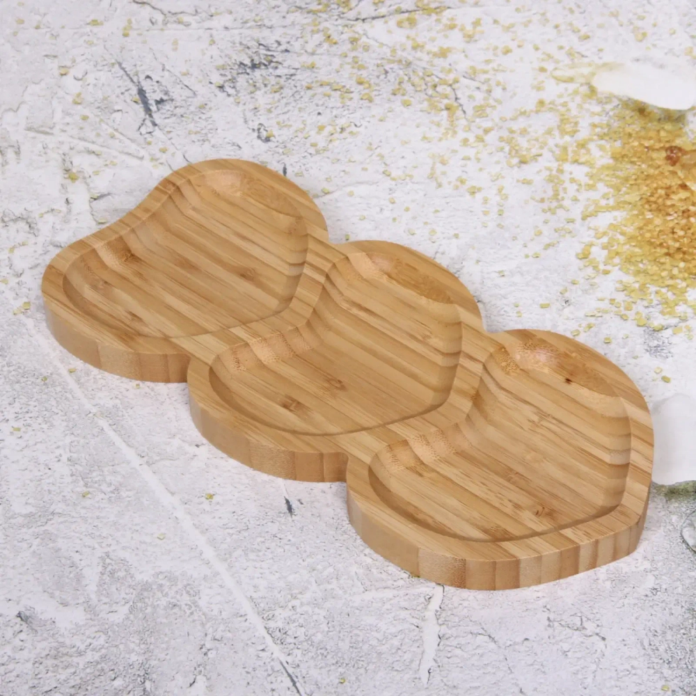 Менажница бамбуковая «SHEF» 34*15см Сердце 3секции