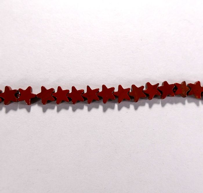 Бусина из яшмы красной, фигурная, 4x4 мм (звезда, гладкая)