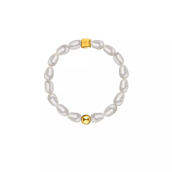 кольцо с белым жемчугом «новая луна»