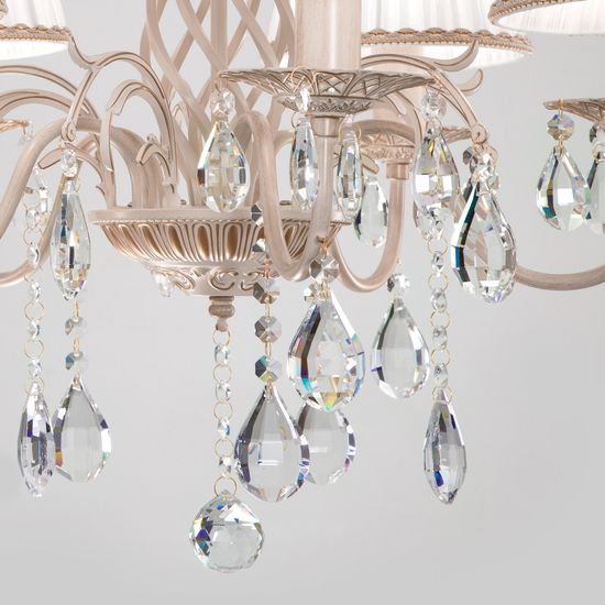 10054/5 / подвесной светильник /   белый с золотом/прозрачный хрусталь Strotskis