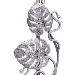 Настольная лампа Monstera Deliciosa (Монстера) Черный Античное серебро с абажуром Сити Кремовый