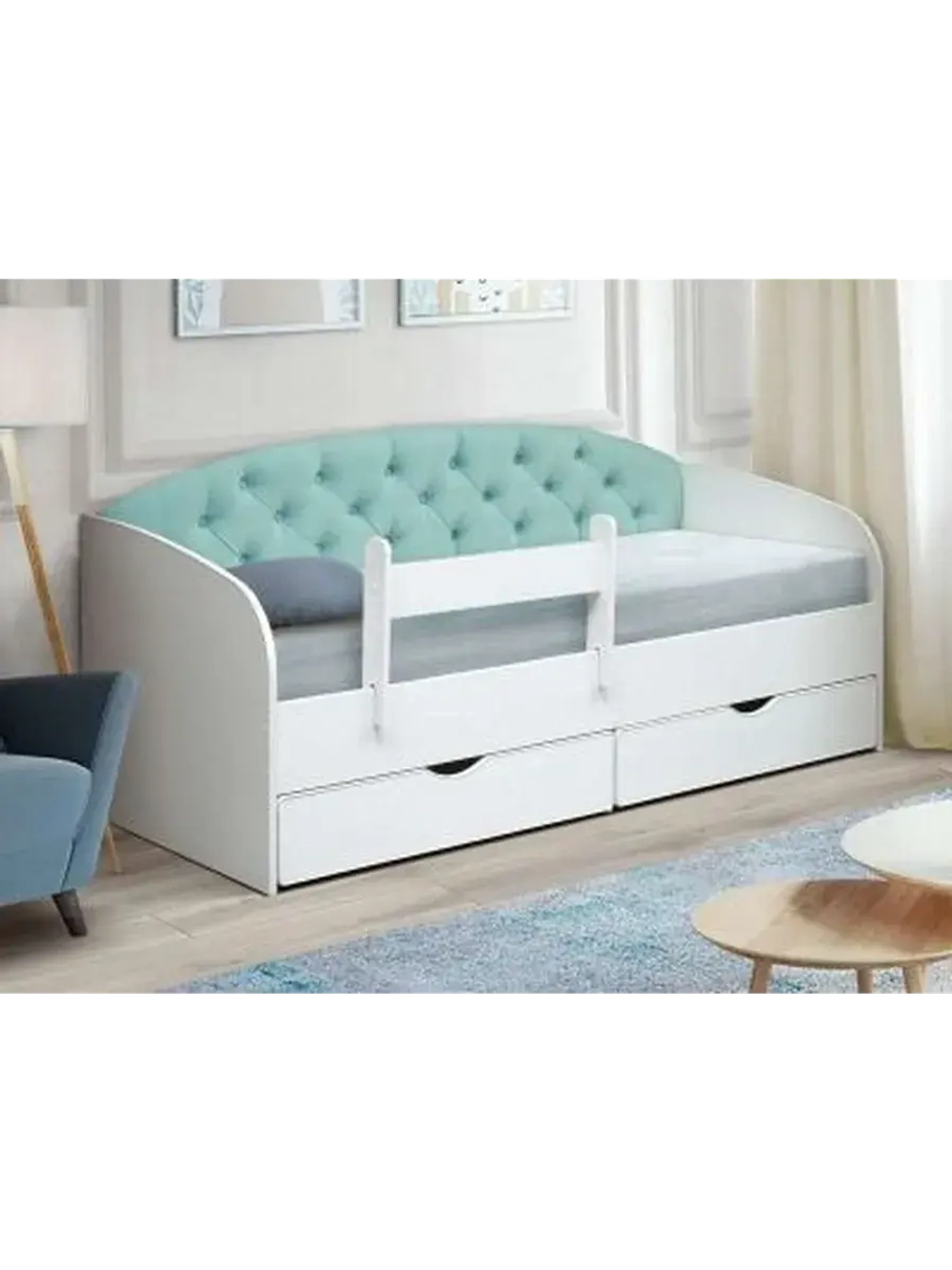 Детская Кровать "Софа" с мягким элементом с двумя ящиками