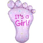 Шар (30"/76 см) Фигура, Ножка малышки, Розовый 1 шт.