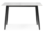 Керамический стол Woodville Rion 120 белый мрамор, черный, ножки черные