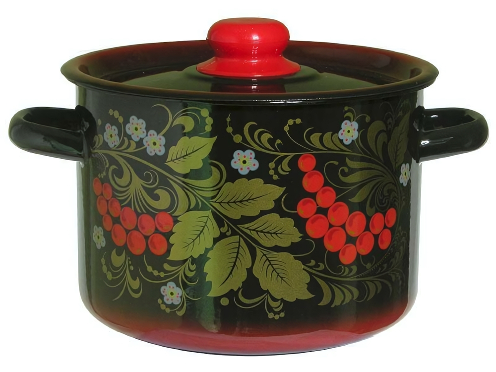 Кастрюля 4,5л "Рябина" черная с красным