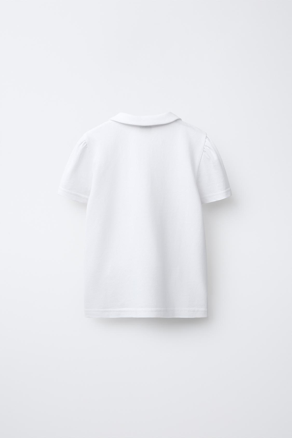 ZARA ПОЛО С ВОРОТНИКОМ-СТОЙКОЙ, БЕЛЫЙ