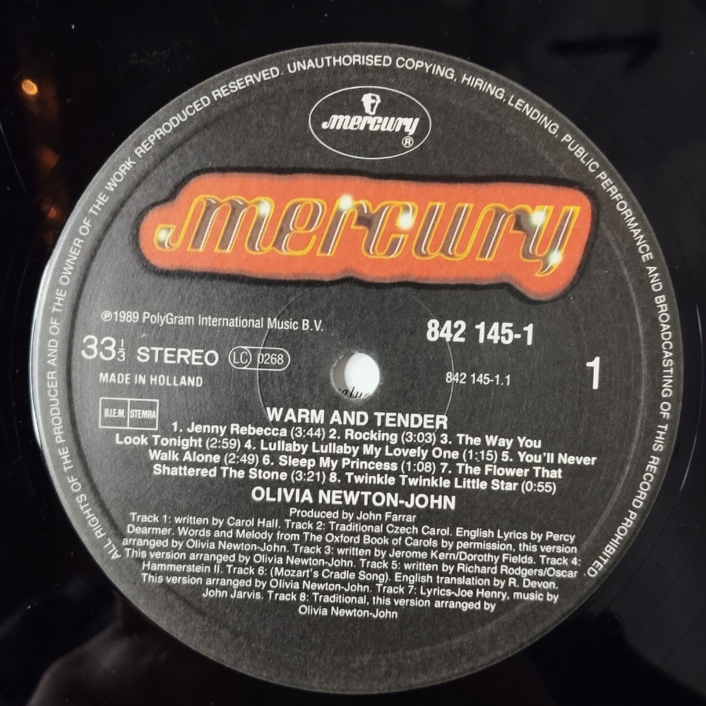 Винтажная виниловая пластинка LP Olivia Newton John Warm And Tender (Holland 1989)