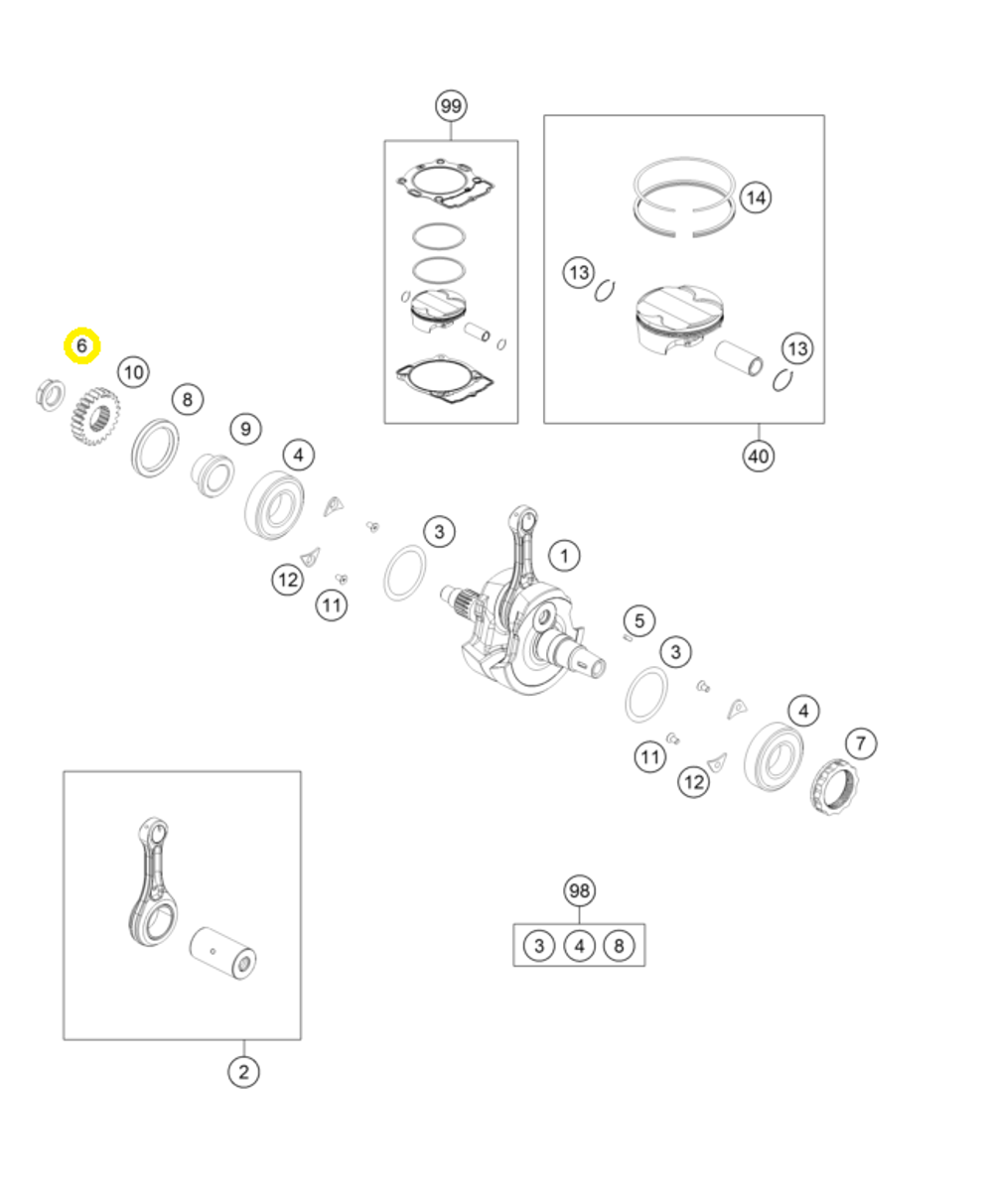 Гайка коленвала KTM, HQV, GASGAS 250/300/350сс