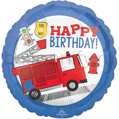 Фольгированная фигура, круг, HB Машина пожарная S40,18"/46СМ