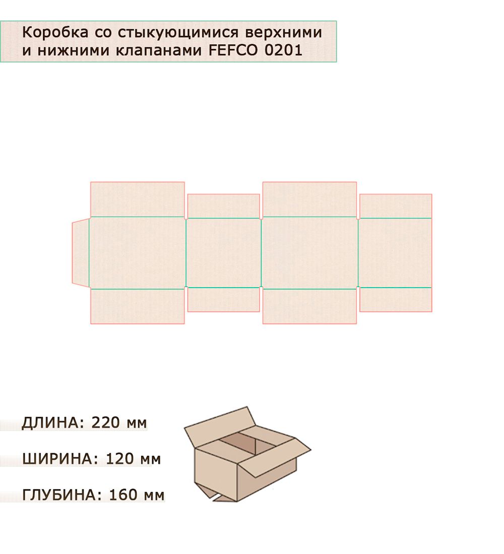 ГКП-15 Коробка 4-х клапанная гофрокартон 220х120х160