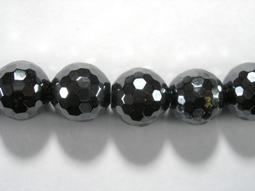 Бусина из гематита прессованного, фигурная, 12 мм (шар, граненая)