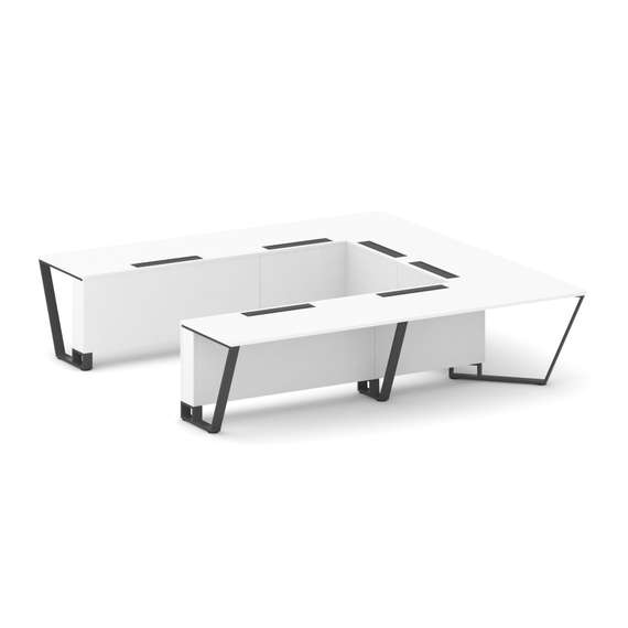 Steel Meet Стол переговорный П-образный KD-PR.B.SP-11P Белый Бриллиант/Металл Антрацит 3200*3200*750