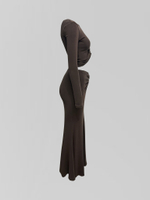 Костюм by Gor 25070 из удлиненной юбки с расклешенным низом и топом с затяжками