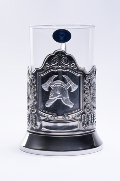 Подарочный набор «Подстаканник с символикой ГПС»(2 предмета, металл/стекло)