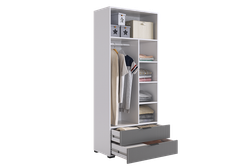 Шкаф двухдверный "Зефир" 120.01,(Белое дерево/Серый (эмаль), 800*422*1900