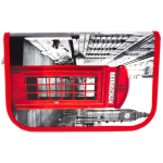 Пенал 1 отделение 1 откидная планка Alingar, лам. картон, молния, расписание, 130 х 200 мм, "Лондон", серый (красная телефон.будка)