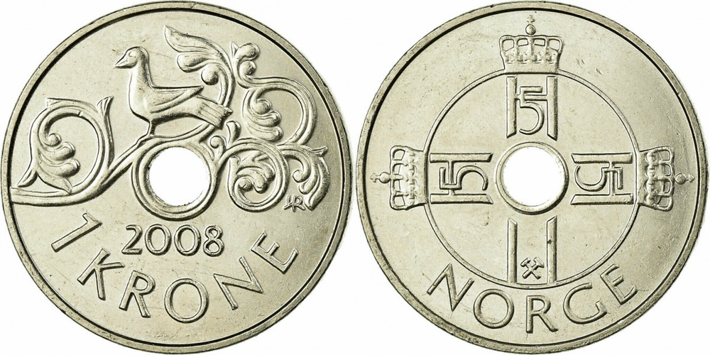 Норвегия 1 крона, 1997-2016 Король Харальд V XF