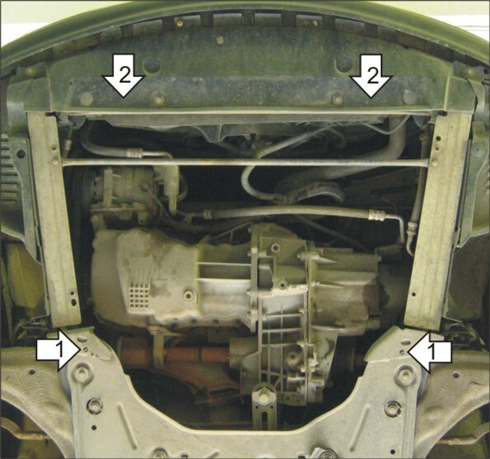 Защита картера Двигателя, КПП. 2 мм, Сталь. для Renault Laguna II 2001-2005 MOTODOR.01710