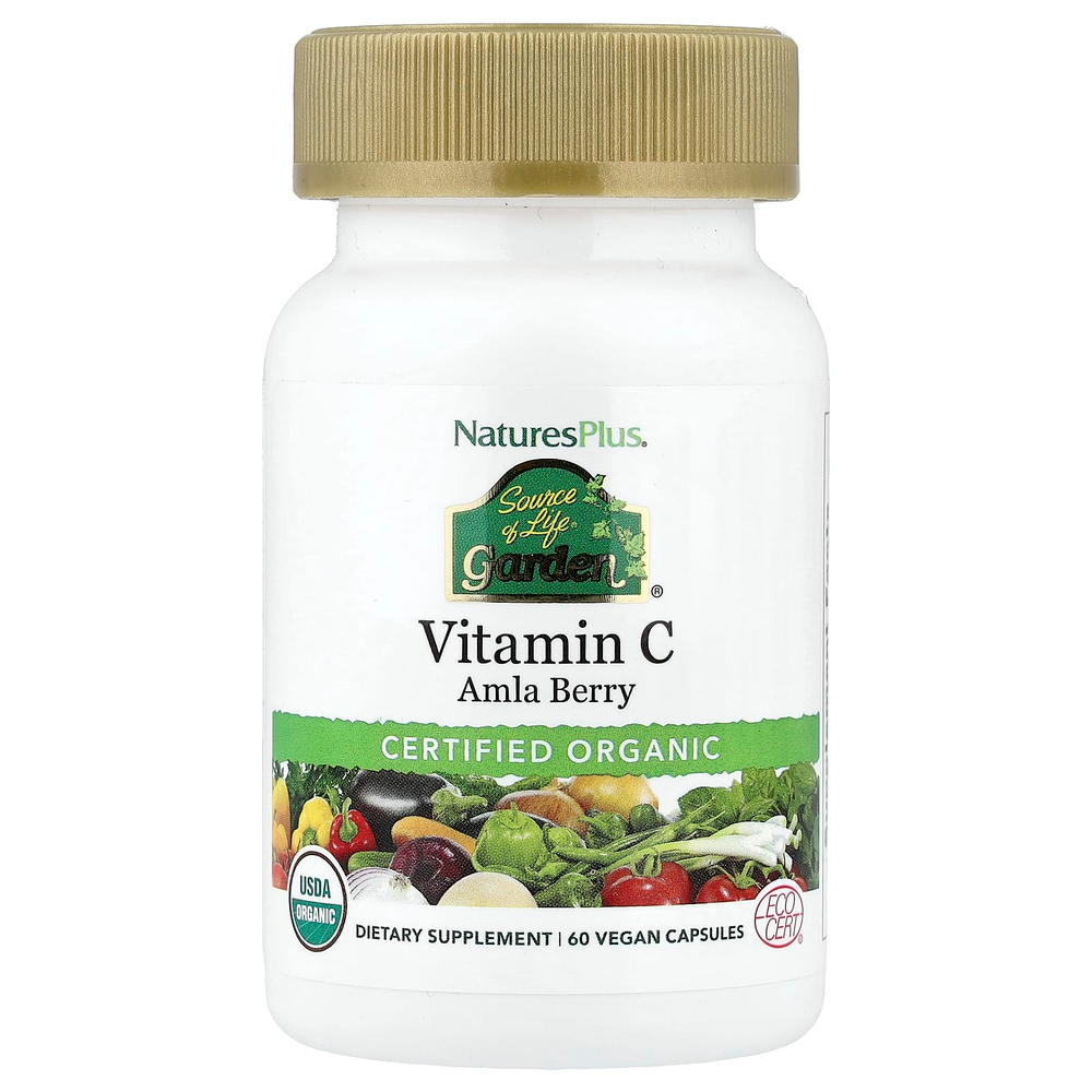 NaturesPlus, Source of Life Garden®, витамин C, ягоды амлы, 60 веганских капсул