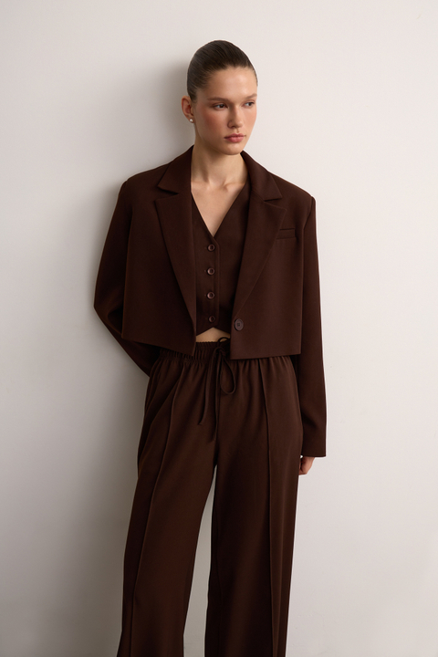 Брюки на кулиске из костюмной ткани