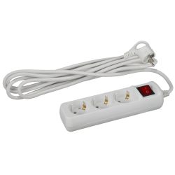Удлинитель электрический ЭРА U-3es-3m-3x1 с заземлением с выключателем 3 розетки 3м ПВС 3x1мм2 16А | Бытовые удлинители