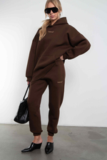 Брюки джоггеры женские коричневый с начесом