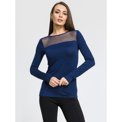 Женский лонгслив с сетчатой вставкой темно-синий OROBLU Perfect Line VOBT01595