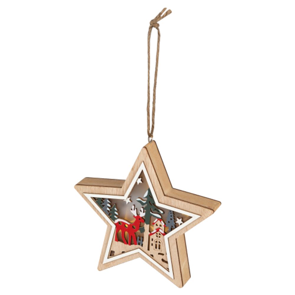 Светодиодная новогодняя фигура ЭРА ENGDS-4L новогодний светодиодный Звездочка подвесной 15 см 2*АА