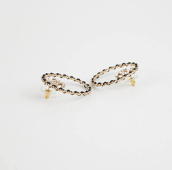 Серьги Chanel Crystal Lambskin CC Chain Hoop Earrings