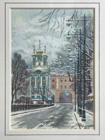 Картинка художника Галины Кармацкой в рамке под стеклом. Акварель. 2016 год