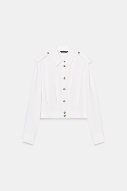 ZARA РУБАШКА C ХЛЯСТИКАМИ НА ПЛЕЧАХ, ЖЕЛТОВАТО-БЕЛЫЙ