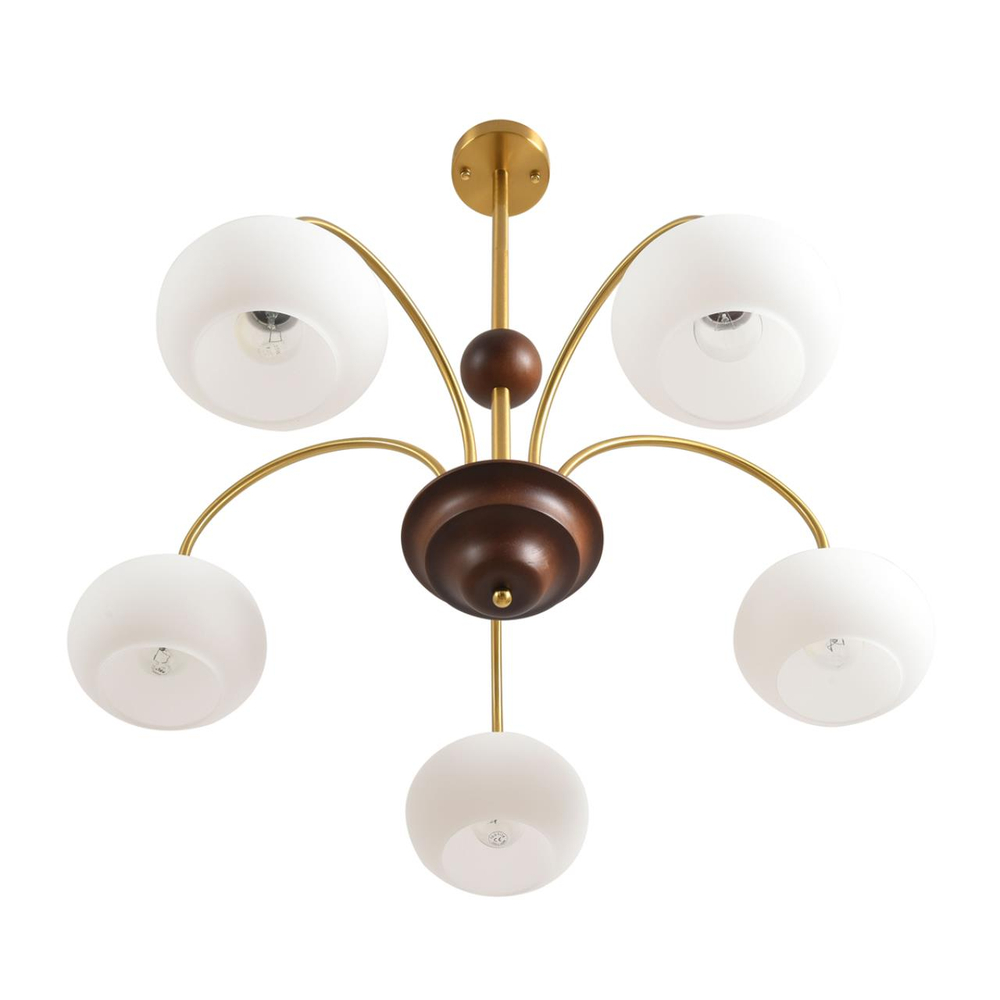 8323/5C MODERNI LN26 038 латунь/белый, металл/стекло/дерево Люстра потолочная E27 5*60W 220V LARINA