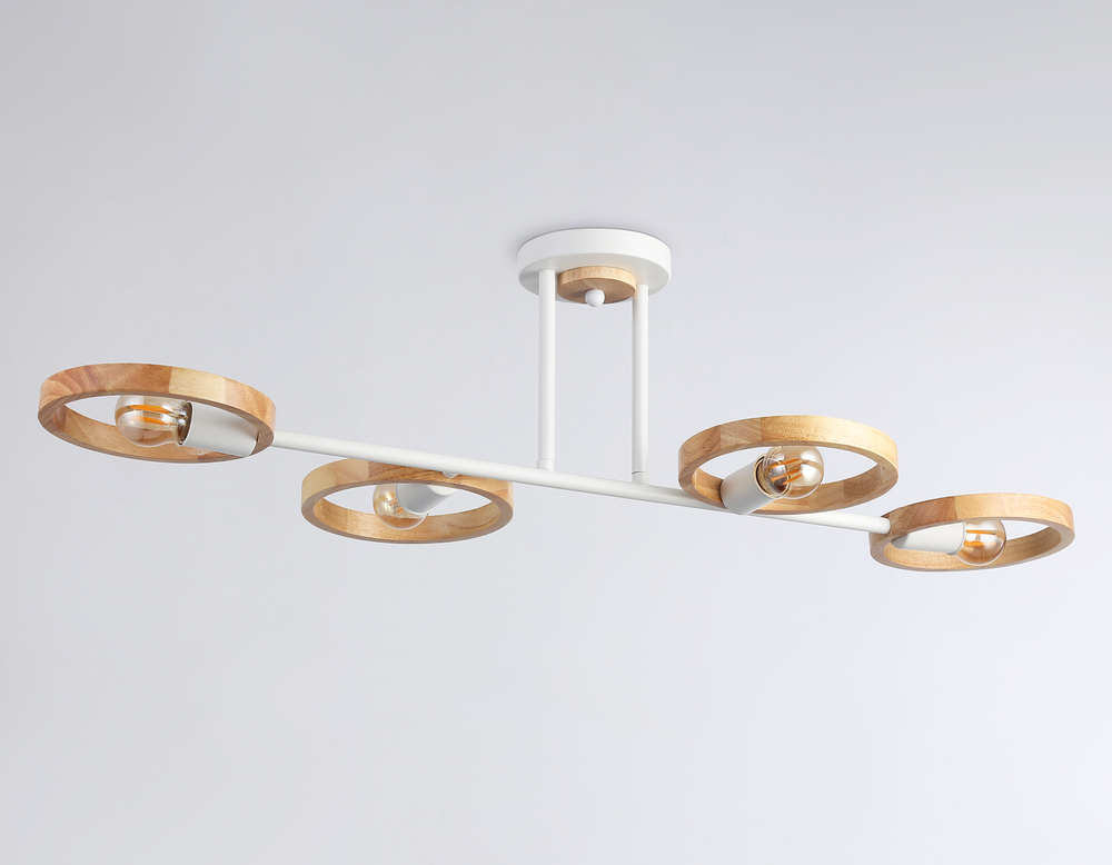 Подвесной светильник со сменной лампой TR8247/4 WH/LWD белый/светлое дерево E27/4 max 40W 840*360*220