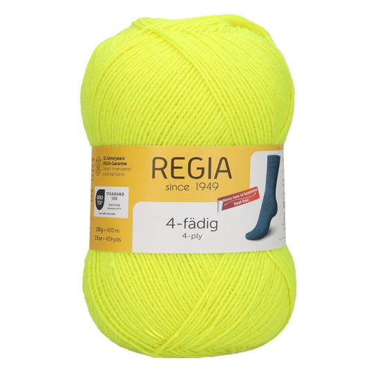 Пряжа носочная Regia 4-fadig (02090/неоновый желтый) 420м/100 гр