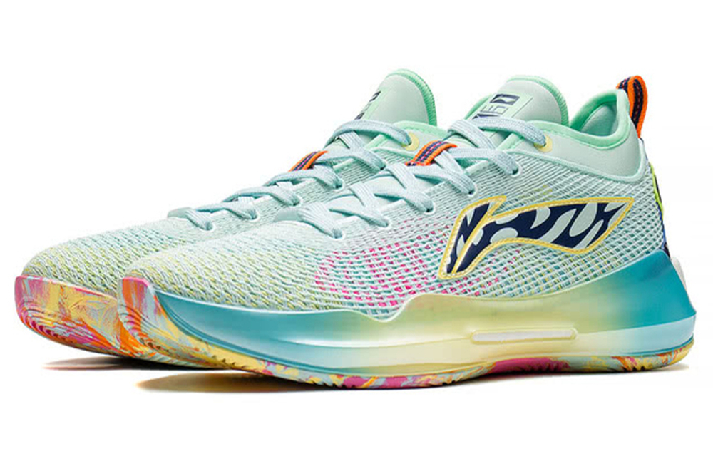 LiNing Li Ning Yu Shuai 13 䨻 Crystal Low shock absorption, non-slip, wear-resistant support, lightweight low-top basketball shoes, water wave green