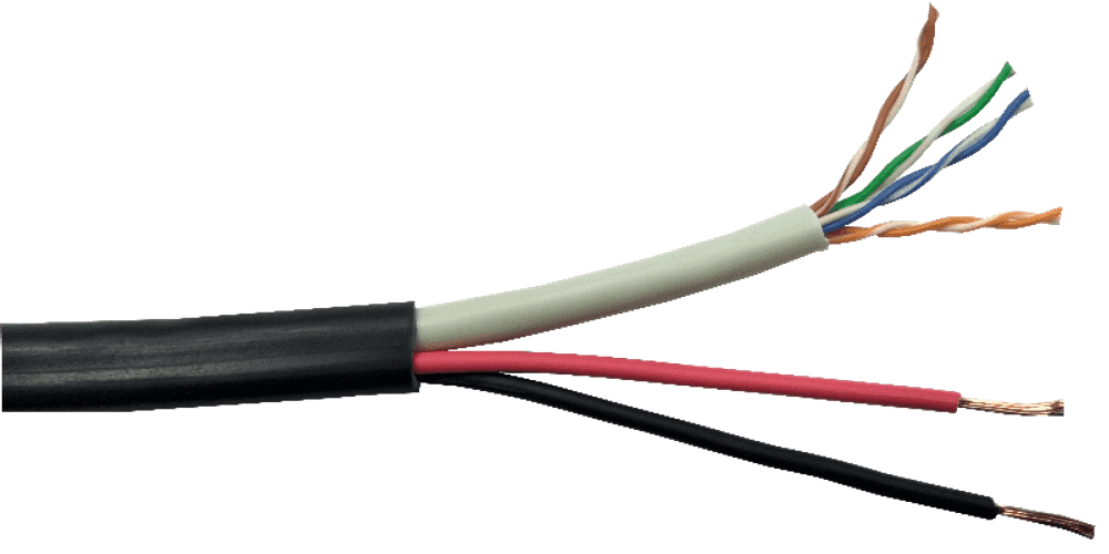 Кабель UTP 5e с питанием, 4x2x0.5 мм + 2х0.75мм, 24AWG медь, внешний, 305 м/бухта