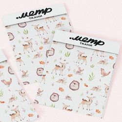 Ткань бязь ежики и оленята