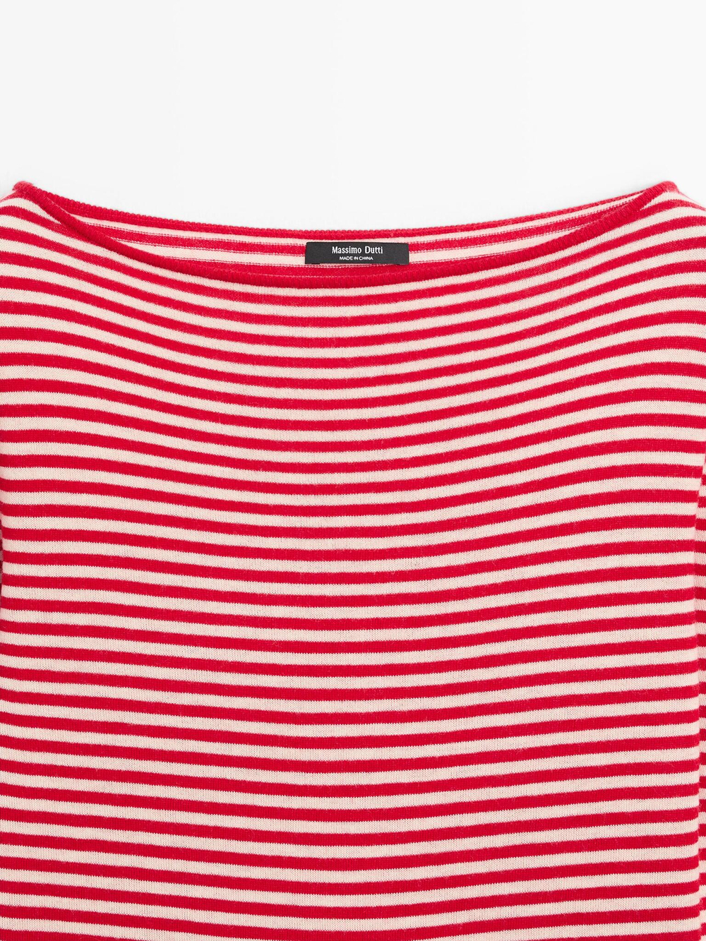 Massimo Dutti Свитер в полоску с длинными рукавами, красный