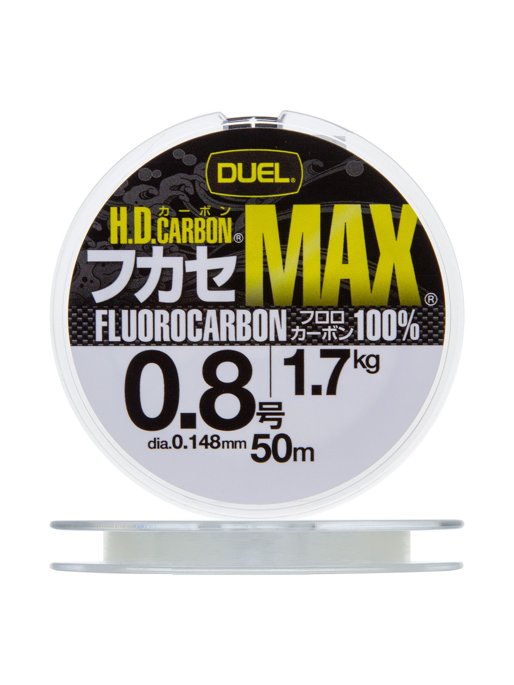 Флюорокарбоновая леска для рыбалки Duel H.D,Carbon Max Fluorocarbon 100%, 0,19 мм, 50 м, 2,6 кг, прозрачный