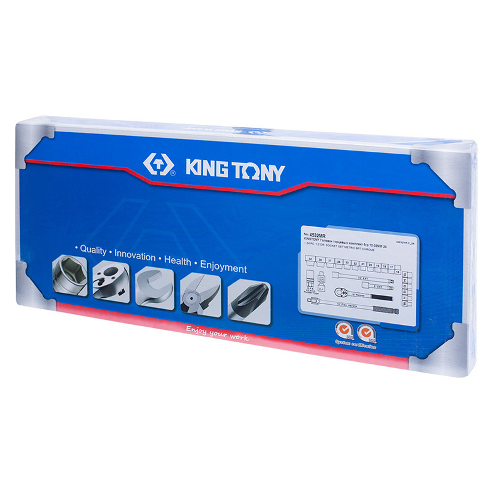 Набор торцевых головок с принадлежностями 1/2&quot;, шестигранные, 10-32 мм, 24 предмета KING TONY 4532MR