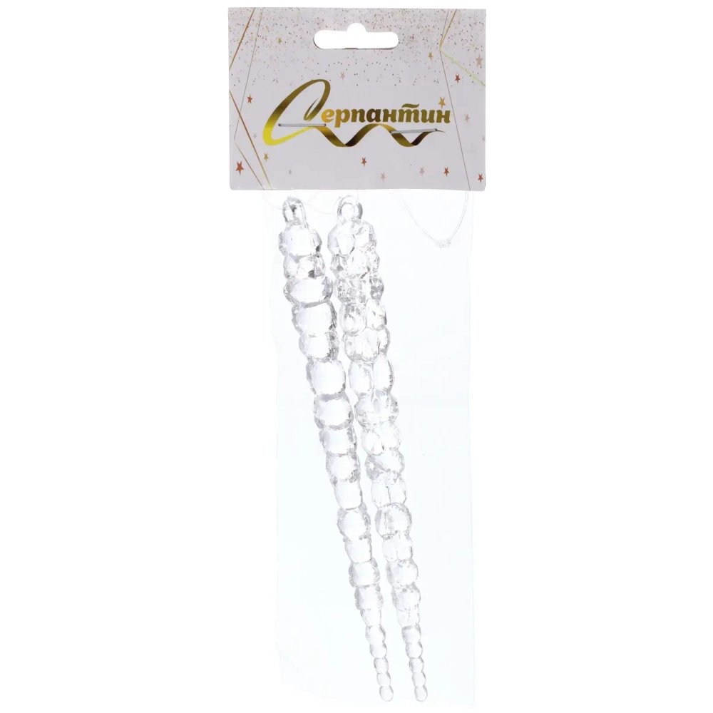 Подвеска «Изящная сосулька» 15 см (набор 2 шт), Прозрачный