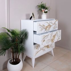 Комод Oliva Branch (Олива Бранч) с 3 ящиками Айс Мраморное Золото