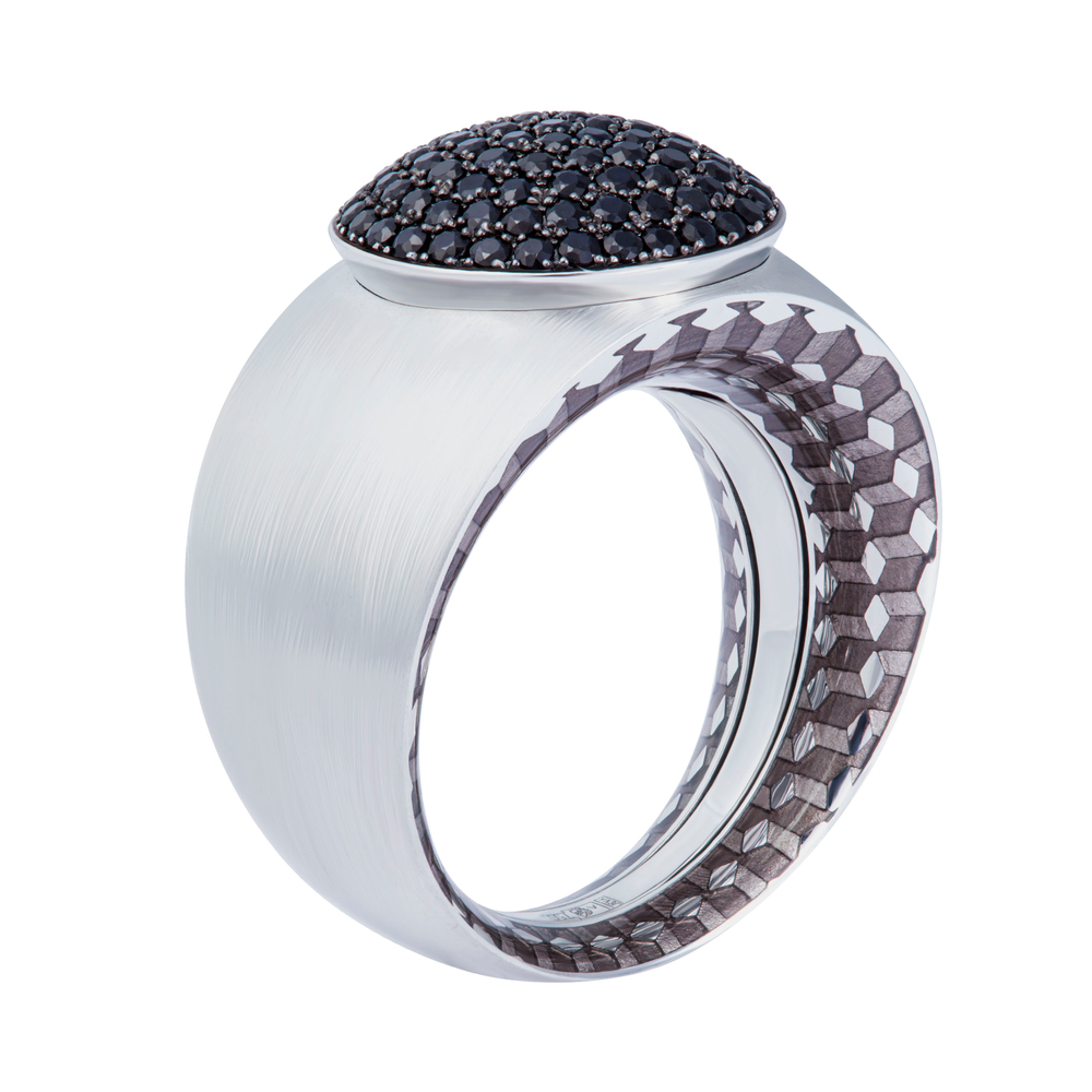 Кольцо с Чёрными Бриллиантами, Эмаль, R0178-70/7