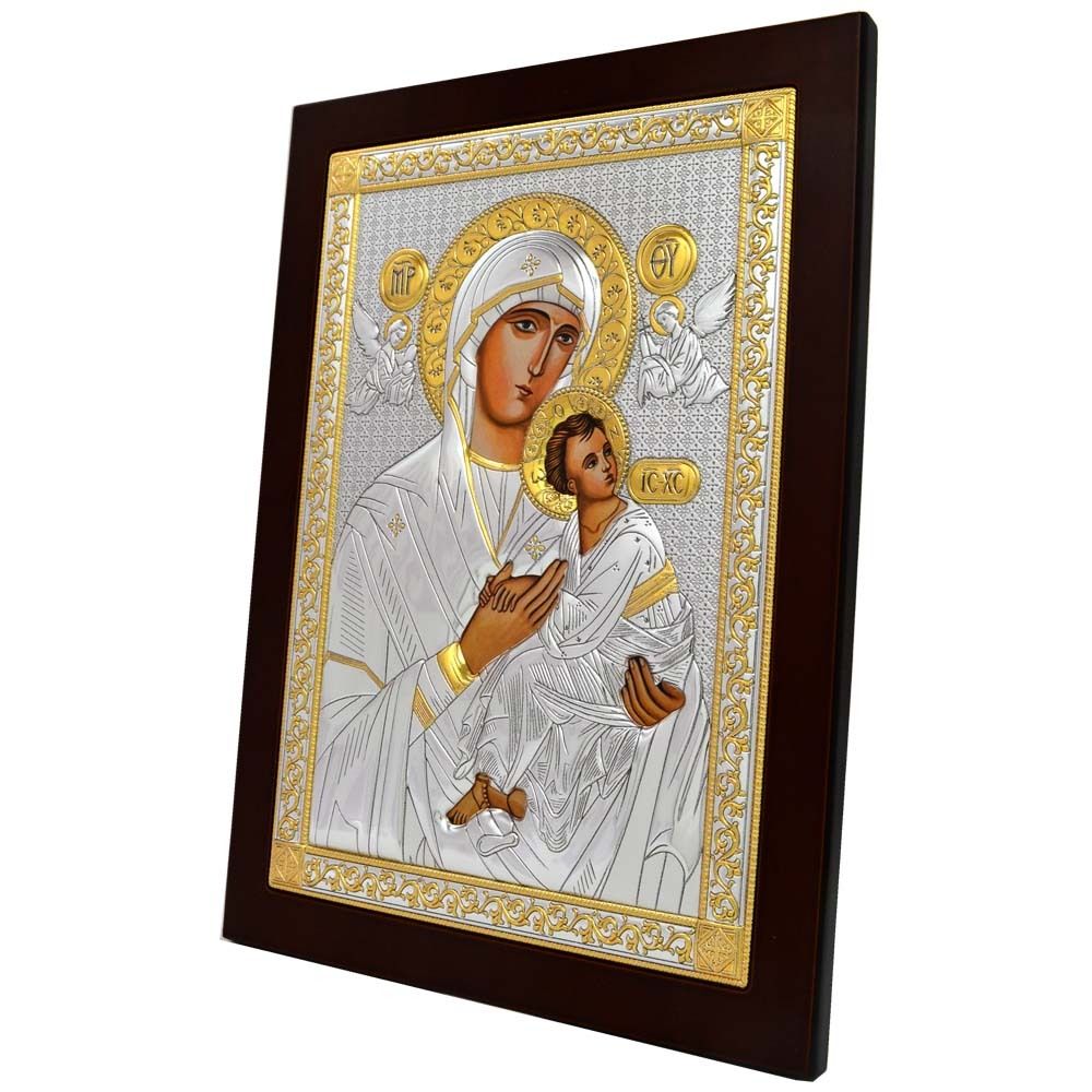 Божья Матерь Страстная. Икона в серебре. 22 × 28 см.