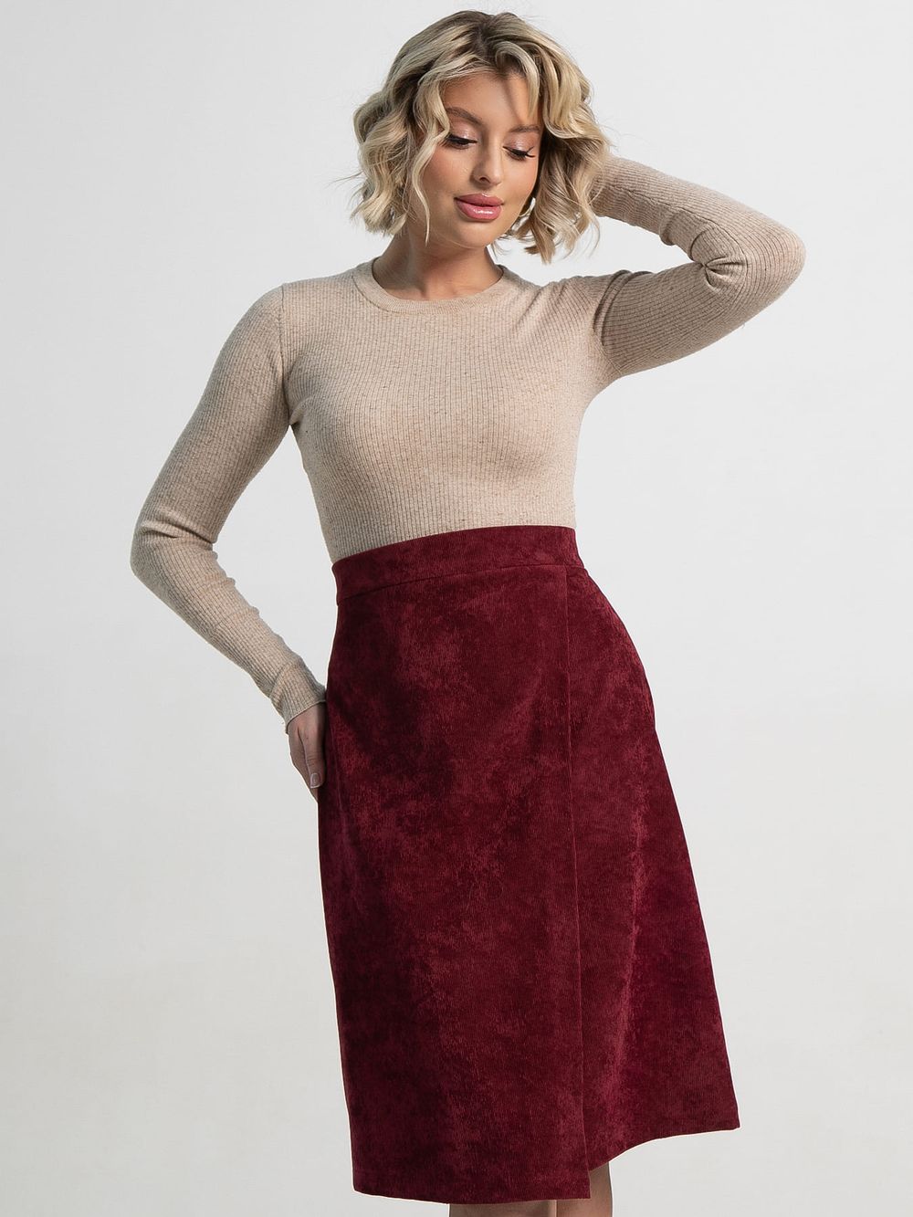 Юбка вельветовая Эрис (бургунди) Ю15193-25М LT Collection
