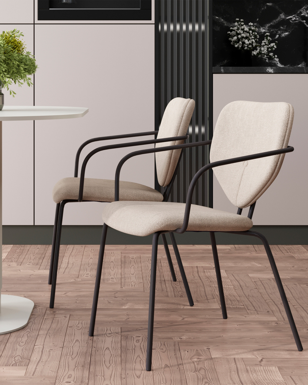 Стул обеденный Masey с подлокотниками бежевый